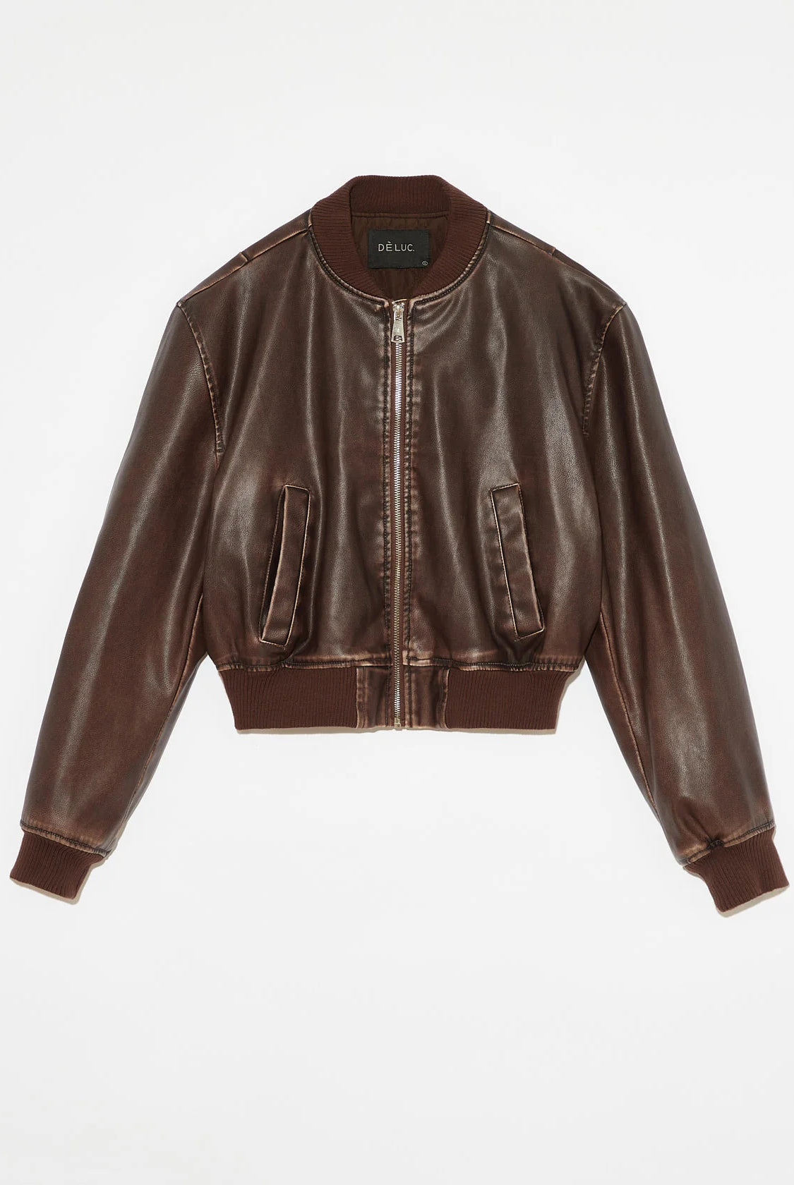 Distressed Leather Coat Chocolate Brown