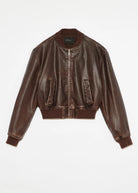 Distressed Leather Coat Chocolate Brown