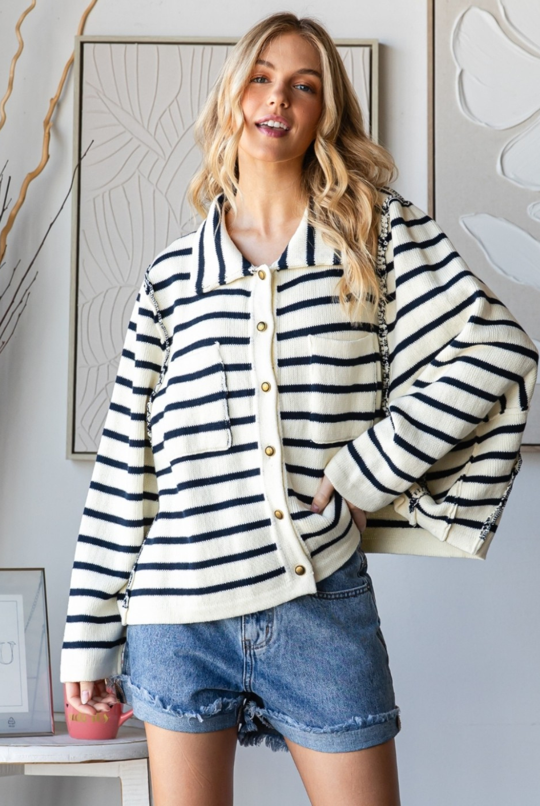 striped cardigan sweater fall fashion 2024