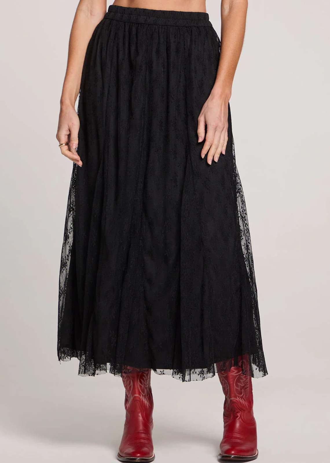 Black Lace Midi Skirt Fall winter fashion inspo shop small Lee  Me Boutique