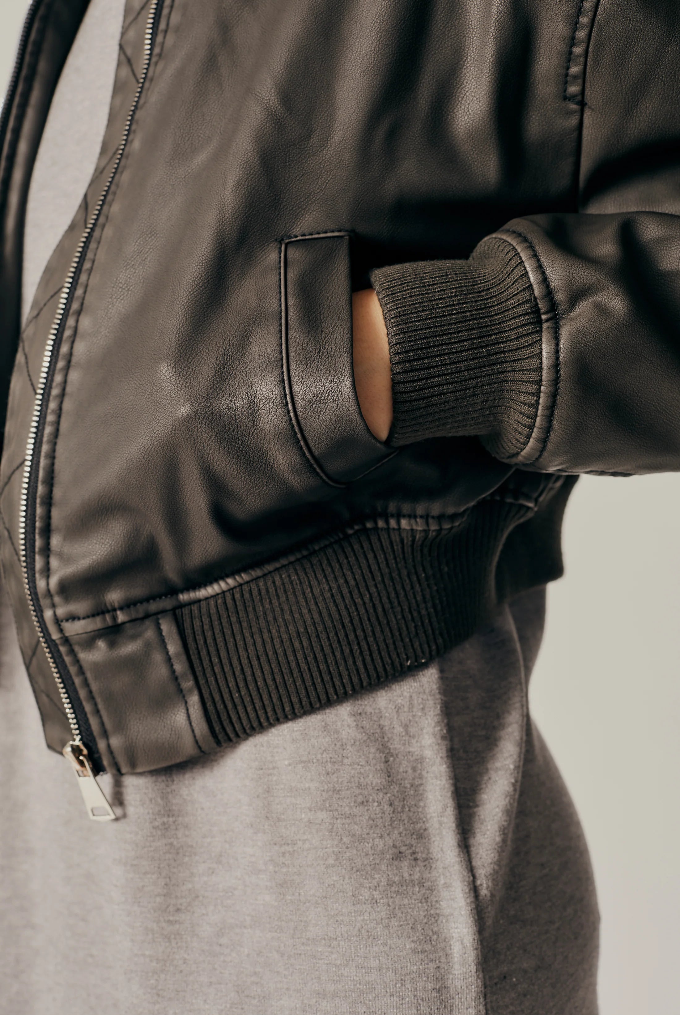 Distressed Leather Bomber Coat Fall Fashion 2024 Hamilton Small Business Women’s Clothing Boutique