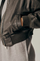Distressed Leather Bomber Coat Fall Fashion 2024 Hamilton Small Business Women’s Clothing Boutique