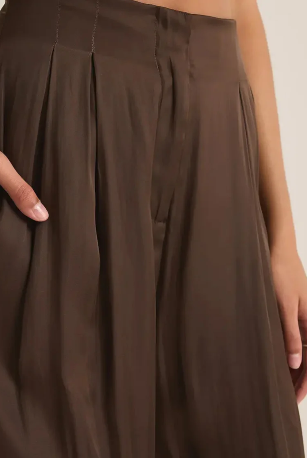 Elastic back brown silk pants Fall Fashion 2024