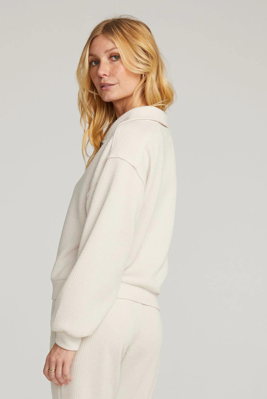 Saltwater Luxe Half Zip Pullover - Salt. Layer up and stay cozy in our salt-colored Half Zip Pullover. Designed for comfort and style, this versatile piece can be worn with anything.