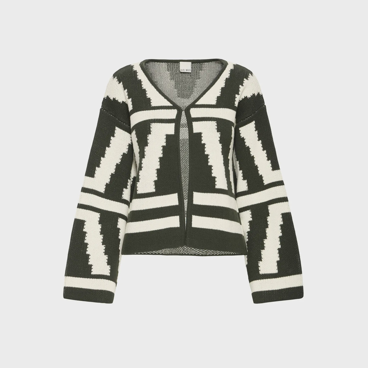 ICHI Ihbelua Cardigan featuring a soft knit texture and flattering silhouette, designed as an easy layering piece for everyday wear.