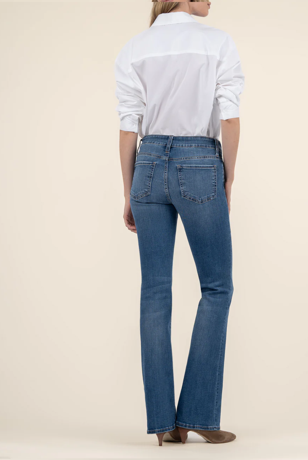 cotton denim flare jeans medium dark wash