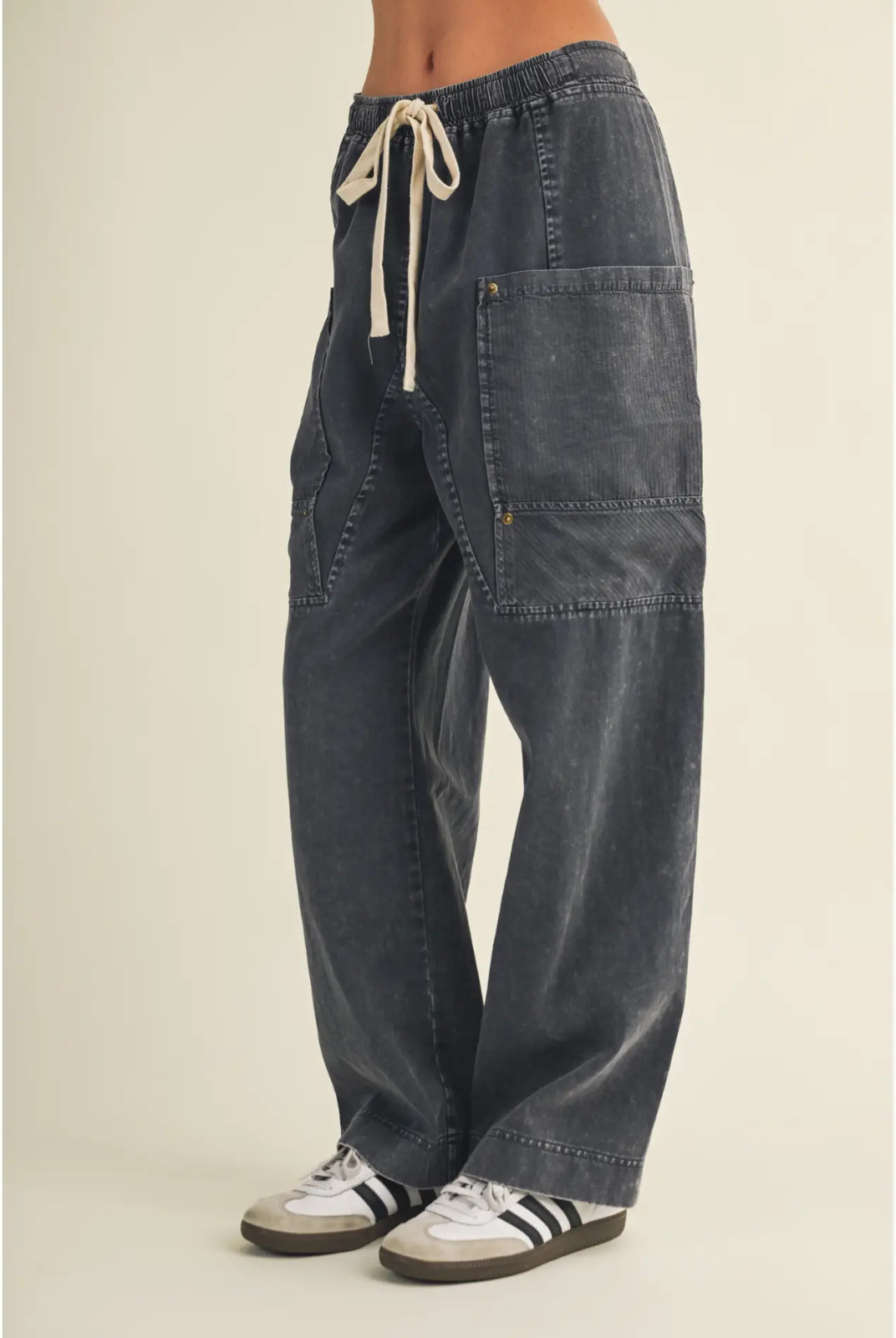 Harley wide-leg trousers with a relaxed silhouette and polished tailored finish, designed for versatile everyday and dressy styling.