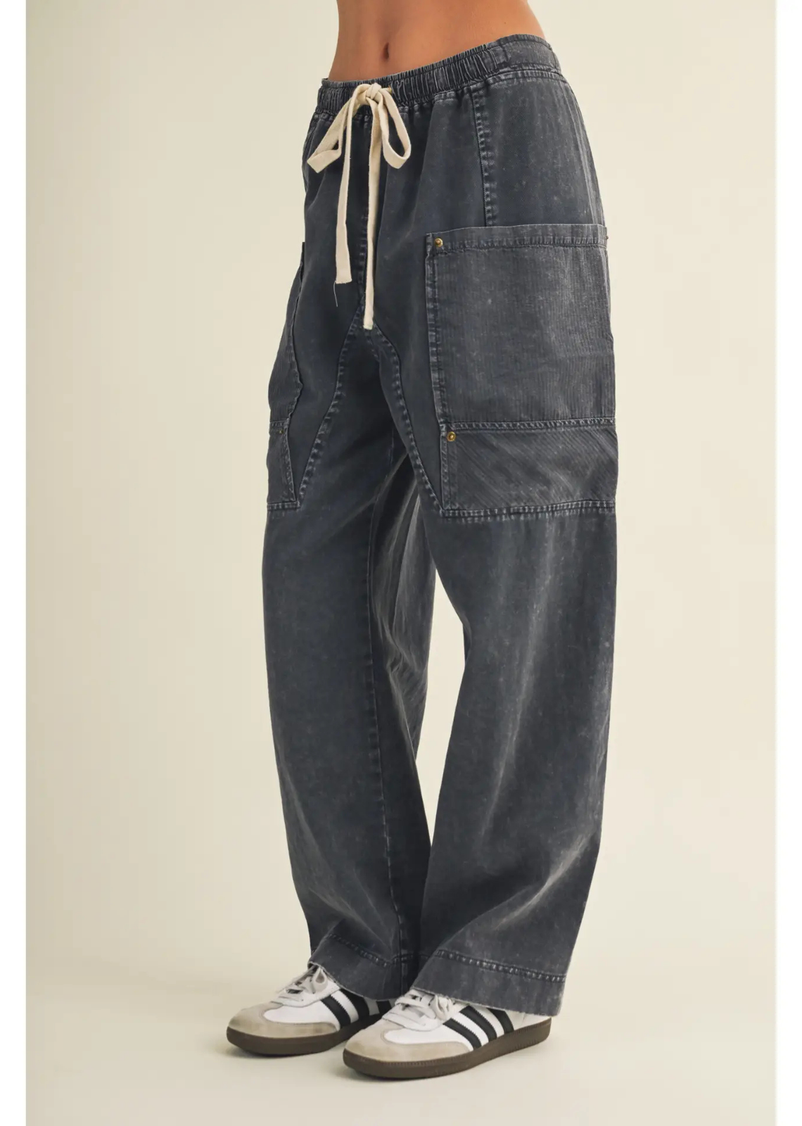 Harley wide-leg trousers with a relaxed silhouette and polished tailored finish, designed for versatile everyday and dressy styling.