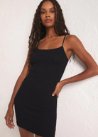 Z Supply Azure Crinkle Knit  Mini Dress- Black The perfect mini has arrived. Fitted, with a flattering scoop neckline and adjustable straps, it looks just as good with sneakers as your fave boots.