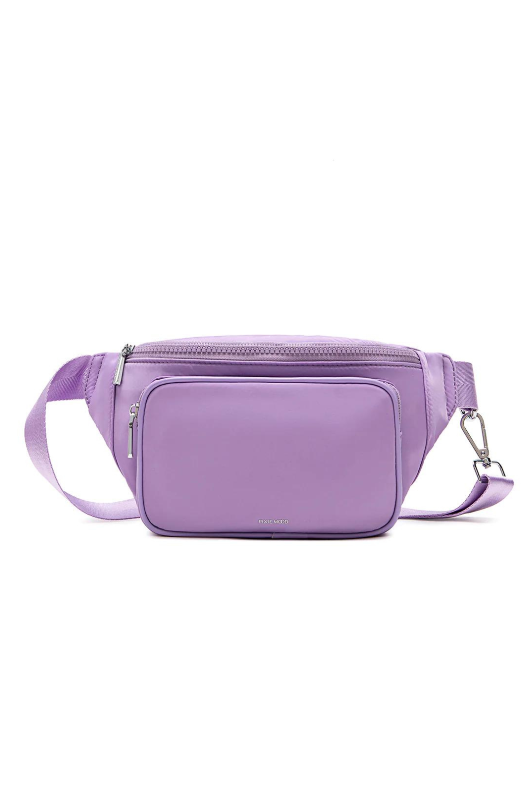 Pixie Mood Aaliyah Fanny Pack-Lavender Nylon. The Aaliyah Fanny Pack is the perfect companion for all your adventures! Its lightweight and sleek design makes it a great addition to any outfit - whether you're going for an athleisure, casual look or an edgy vibe. Plus, the exterior zip pocket allows for easy access to your essentials.
