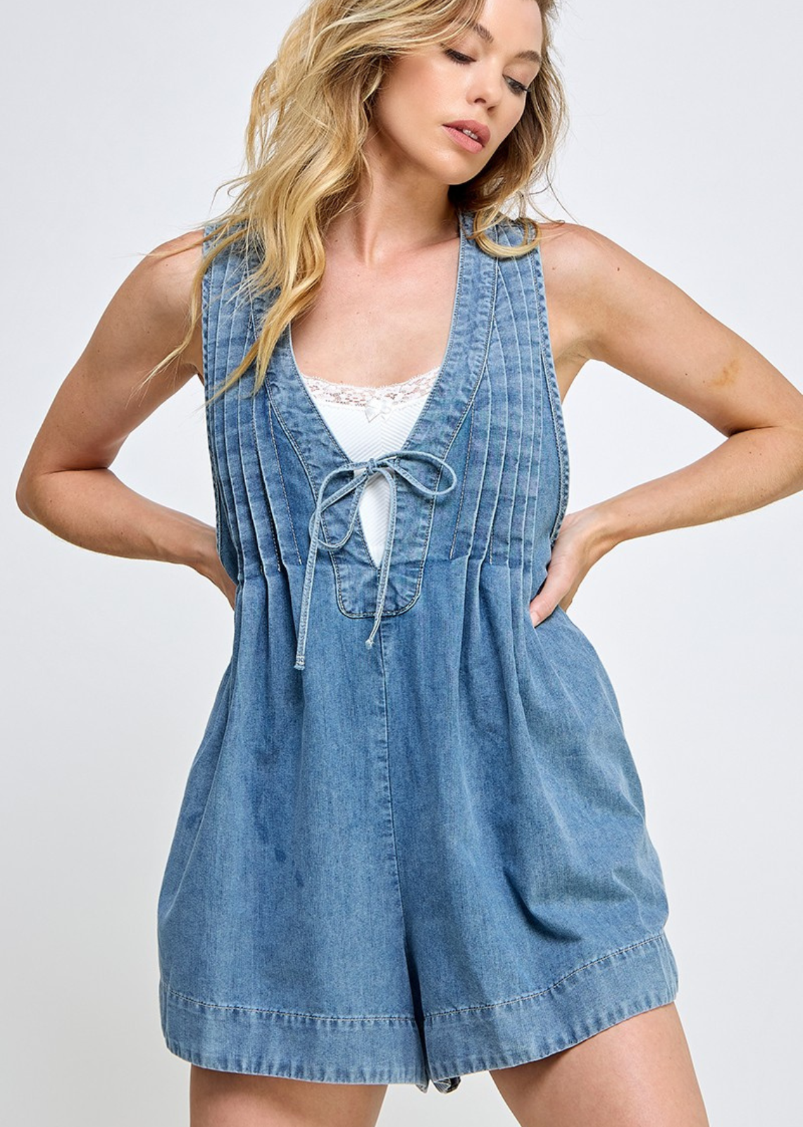 denim jumpsuit shorts fall fashion 2024