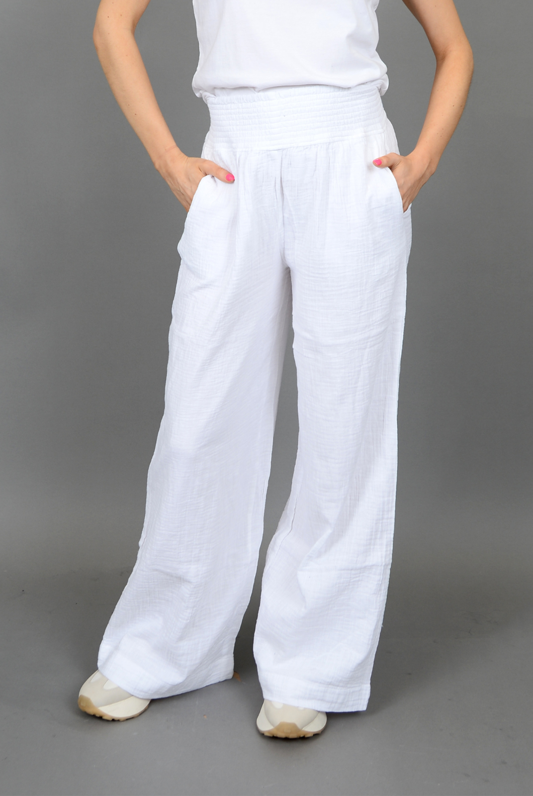 Anokia Bubble Gauze Pants - White
