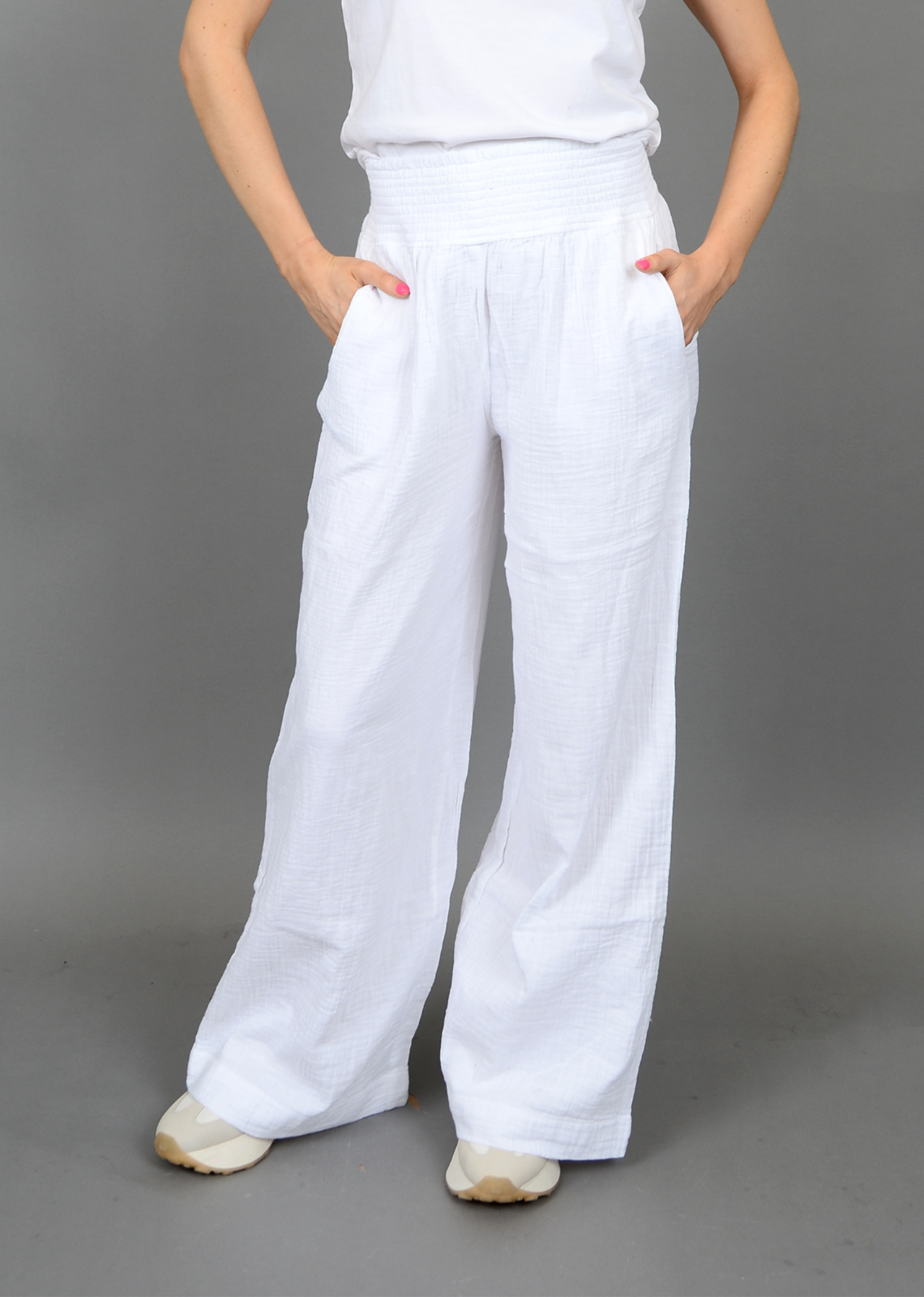 Anokia Bubble Gauze Pants - White