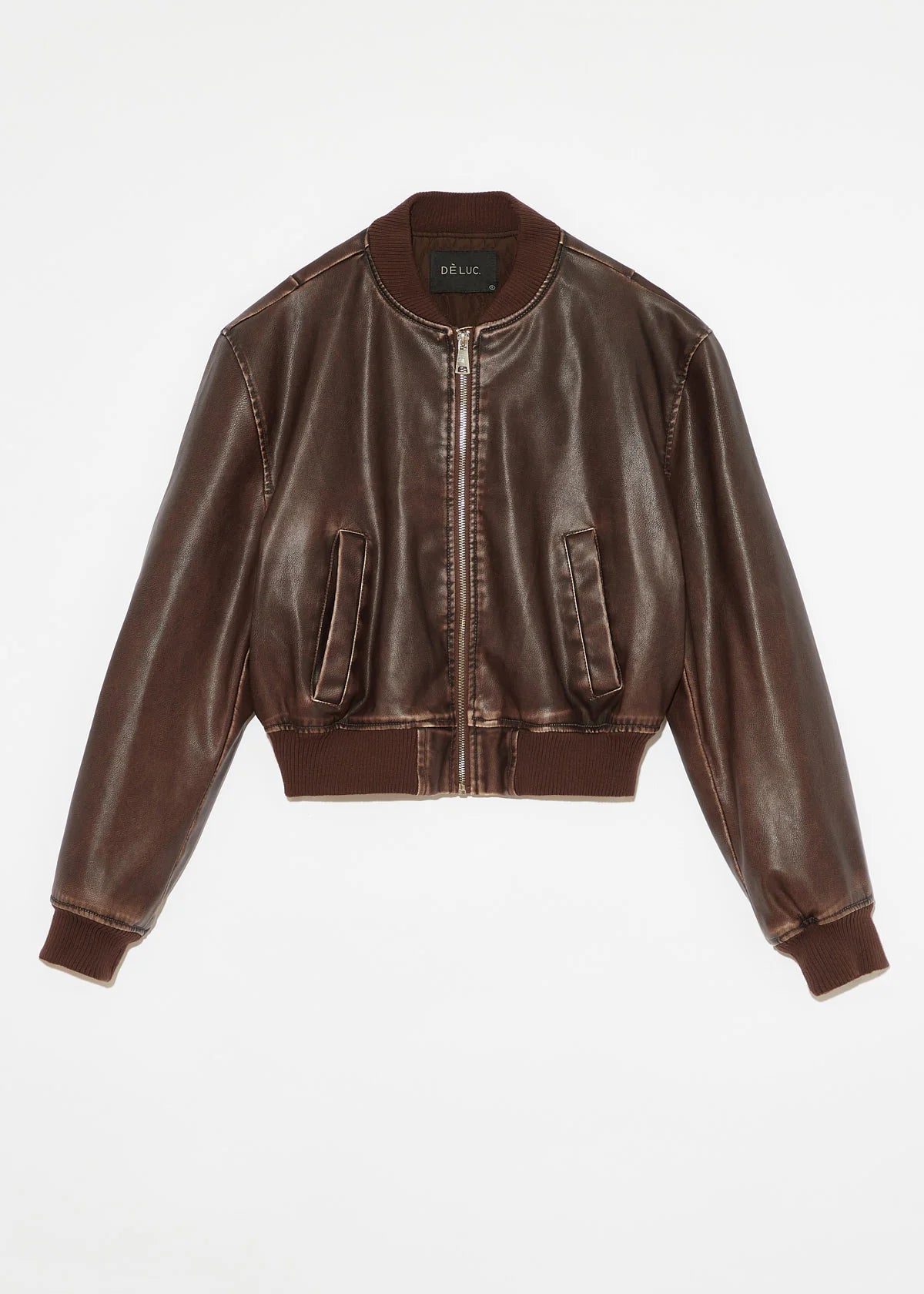 Distressed Leather Coat Chocolate Brown 