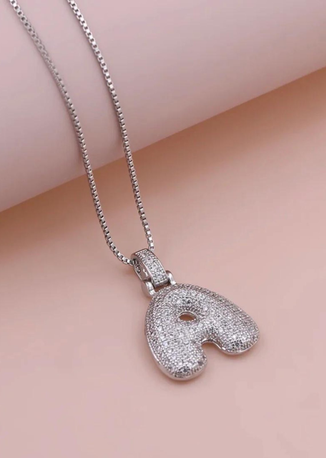 Bubble Letter Silver Letter Necklace Pendants AVANT STUDIO BUBBLE