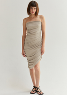 Crescent Ruched Strapless Dress