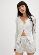 Thin White Snap-up Cardigan FreePeople Hamilton Burlington Ontario 