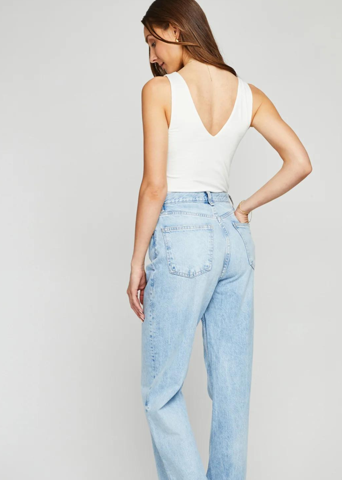 Gentle Fawn Starling Tank-White. The Starling tank is made of super soft EcoVero rayon jersey and is fully lined for ease of wear. The flattering front and back v-neckline can be easily dressed up or down for an effortless look.