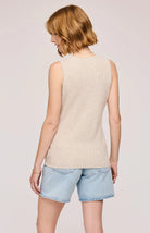 Beige Sleeveless button up top GF2503-3098_HEATHER-OAT