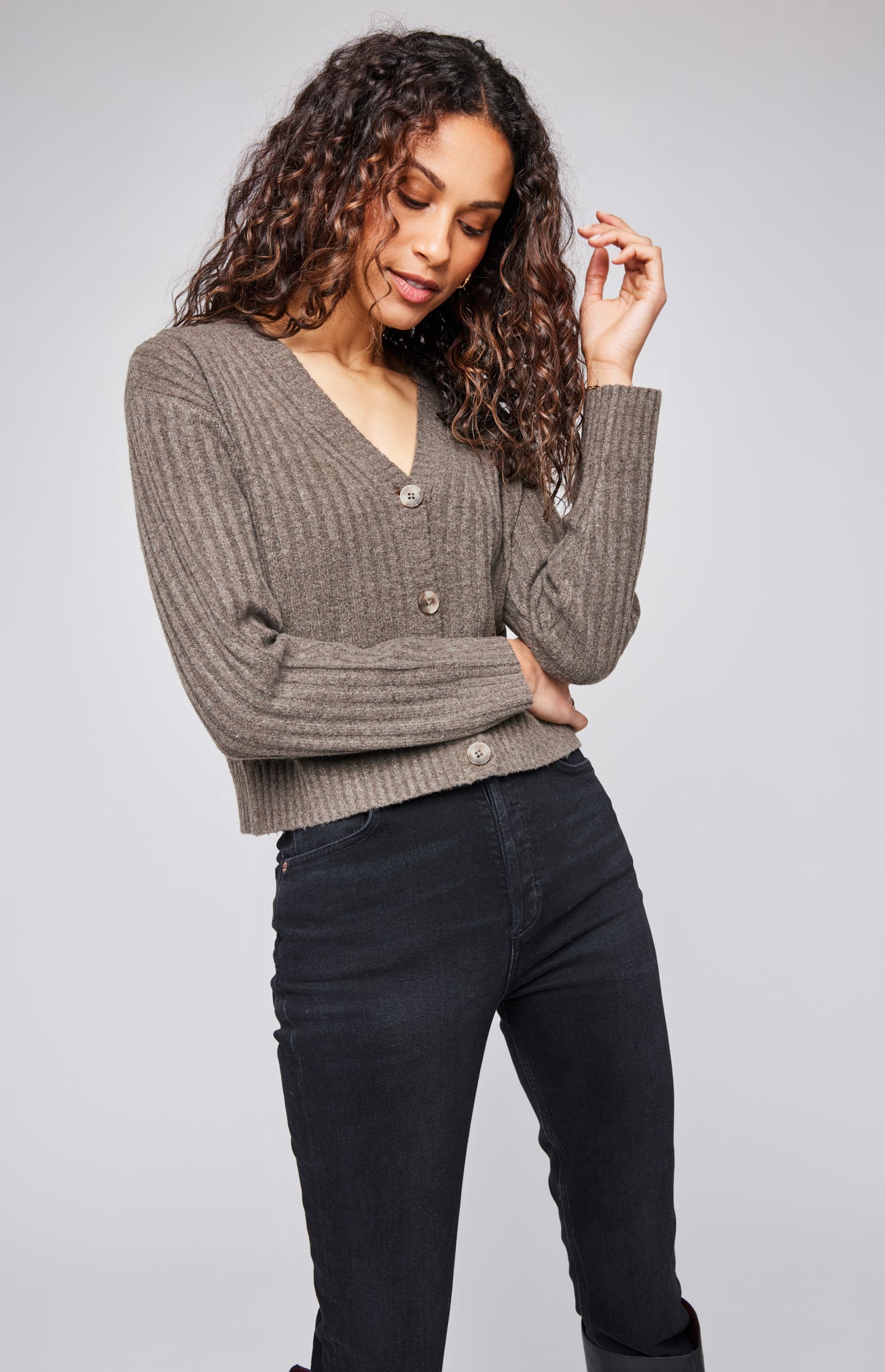 grey brown ribbed Cardigan Fall Fashion 2024 