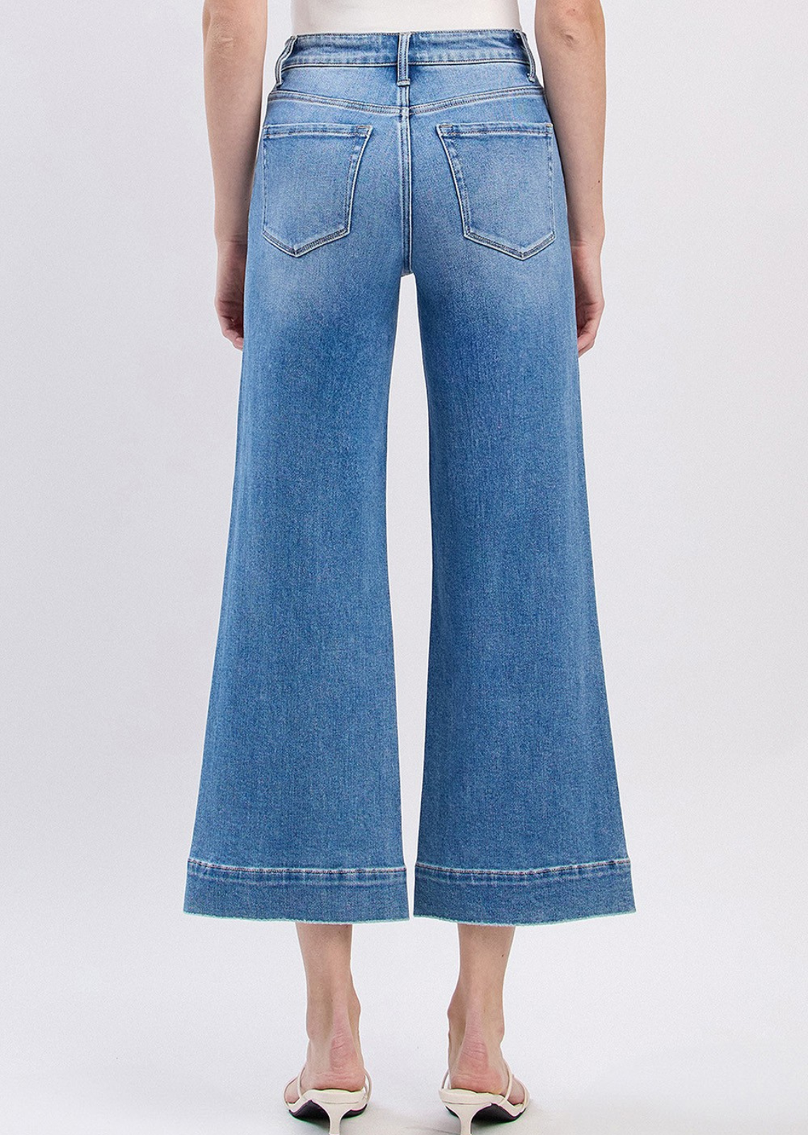 Spring Summer Jean inspiration cropped wideleg medium blue wash denim Lee & Me Boutique 