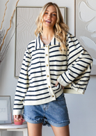 striped cardigan sweater fall fashion 2024