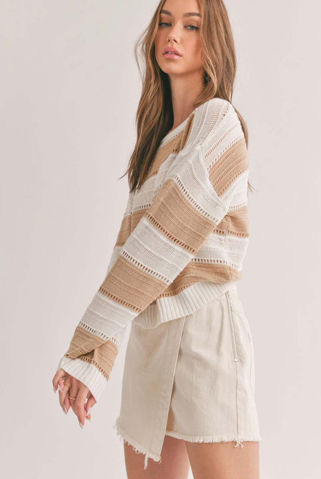Sage The Label Lucia Striped Sweater. Knit Sweater 100% Acrylic