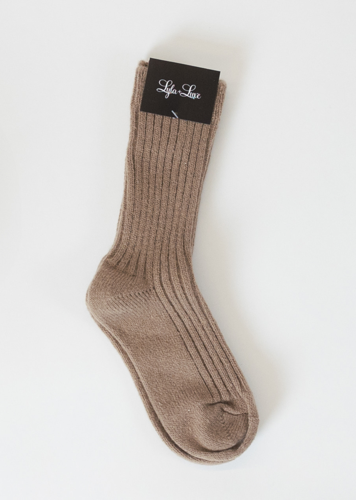 Lyla & Luxe Cotton Cashmere Socks- Brown