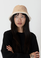 Lyla & Luxe Sherpa Suede Reversible Bucket Hat- Camel