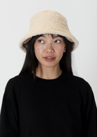 Lyla & Luxe Sherpa Suede Reversible Bucket Hat- Camel