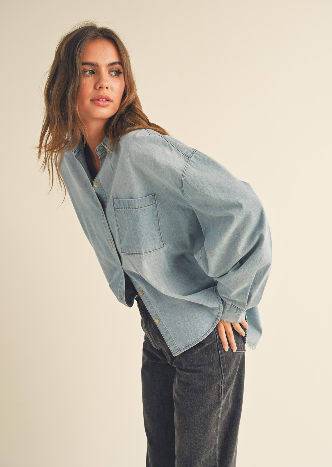 Miou Muse Button Down Denim Shirt