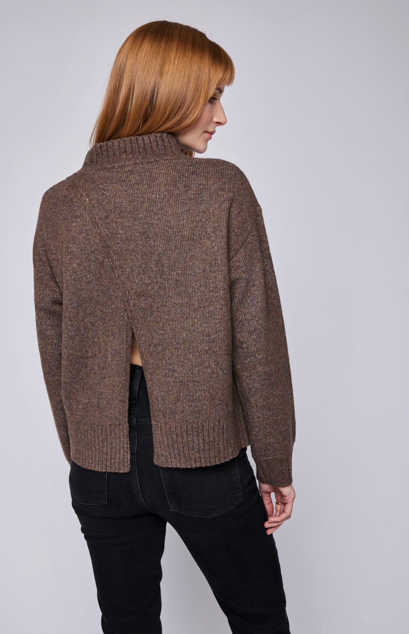 Grey Brown Sweater Open-back 