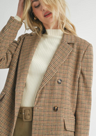 Sadie & Sage Houndstooth Blazer Taupe Multi