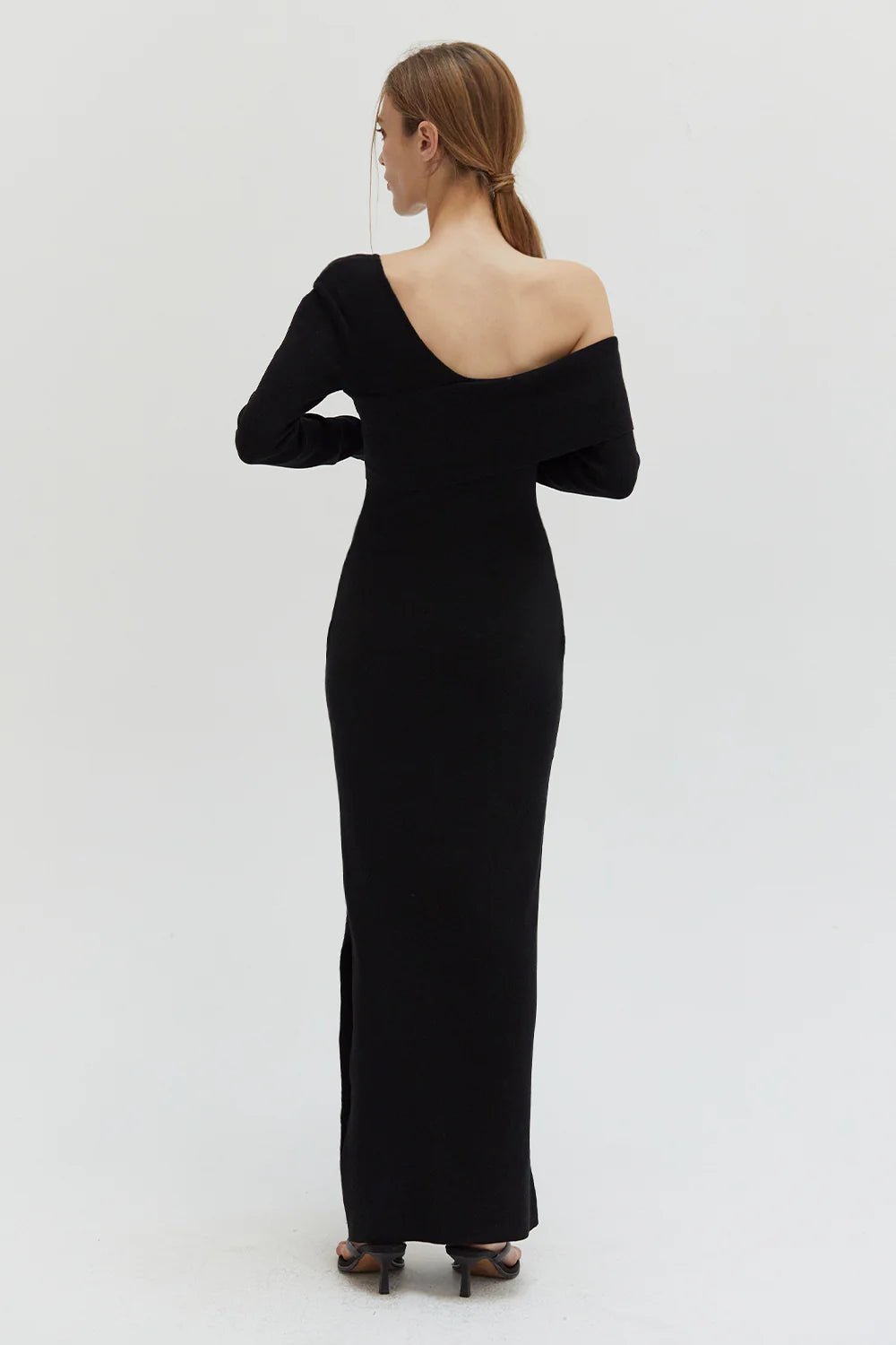 One shoulder long sleeve maxi dress on sale