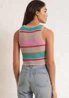 Z Supply Sol Stripe Sweater Tank Crochet styles are in this season, and this multicolor tank will brighten your day. The flattering scoop neckline and cropped design make it perfect for wearing with high rise to low rise styles.