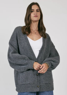 Grey Cardigan Fall Winter outfit inspo Hamilton Small Business