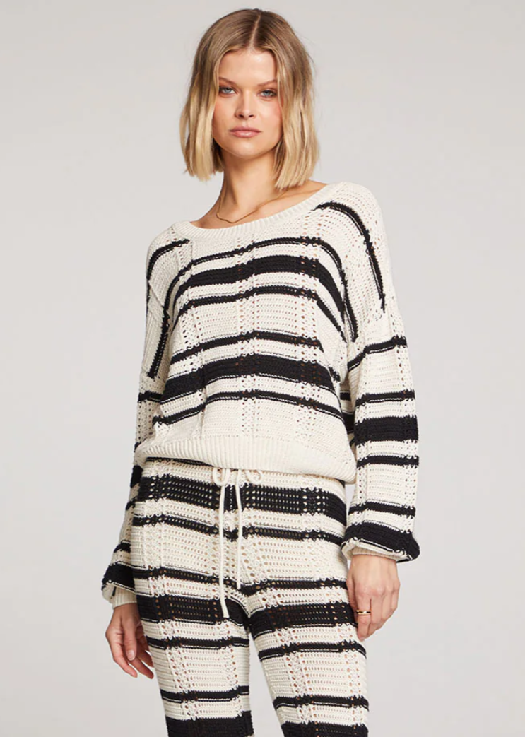 Crochet striped sweater fall knit fashion 2024