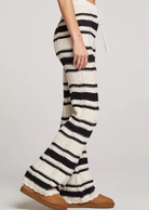 crochet pants striped black and white fall cozy outfit