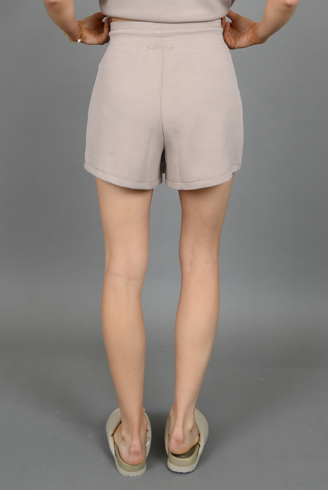 Senza Soft Scuba Shorts - Taupe. Look out Lulu - this luxe scuba fabric is THE scuba that you need in your wardrobe! So soft & comfy! The Senza shorts are the perfect fit- nice and roomy around the legs, and the perfect "not too short" length!