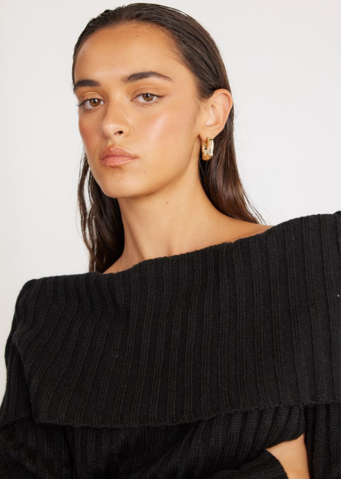 Sundays The Label Brooks Off Shoulder Jumper- Black