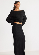 Sundays The Label Brooks Off Shoulder Jumper- Black