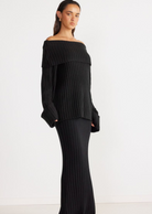 Sundays The Label Brooks Off Shoulder Jumper- Black