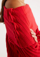 Sundays The Label Brooks Off Shoulder Jumper- Scarlet