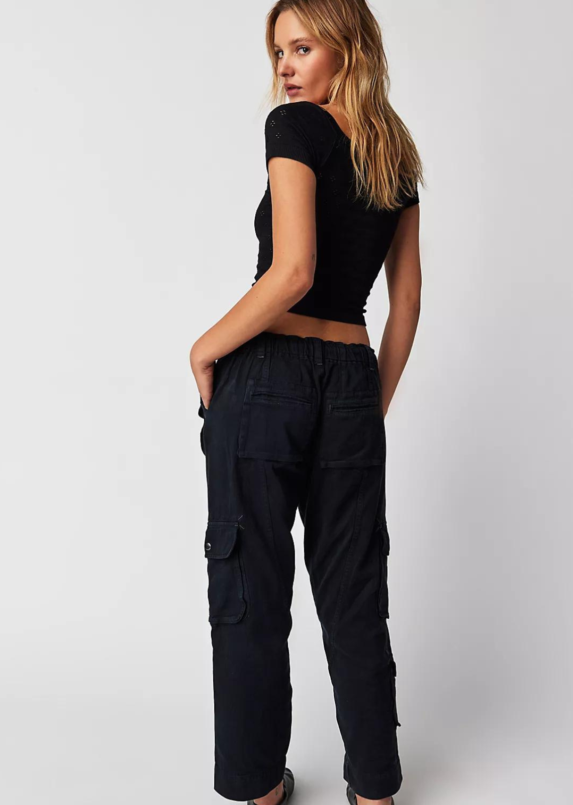 Free People Tahiti Cargo Pant-Jet Black