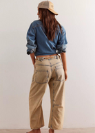 Free People Moxie Low Slung Pull On Barrel Jeans- Cowboy.The perfect cool &amp; contemporary addition to any denim drawer.