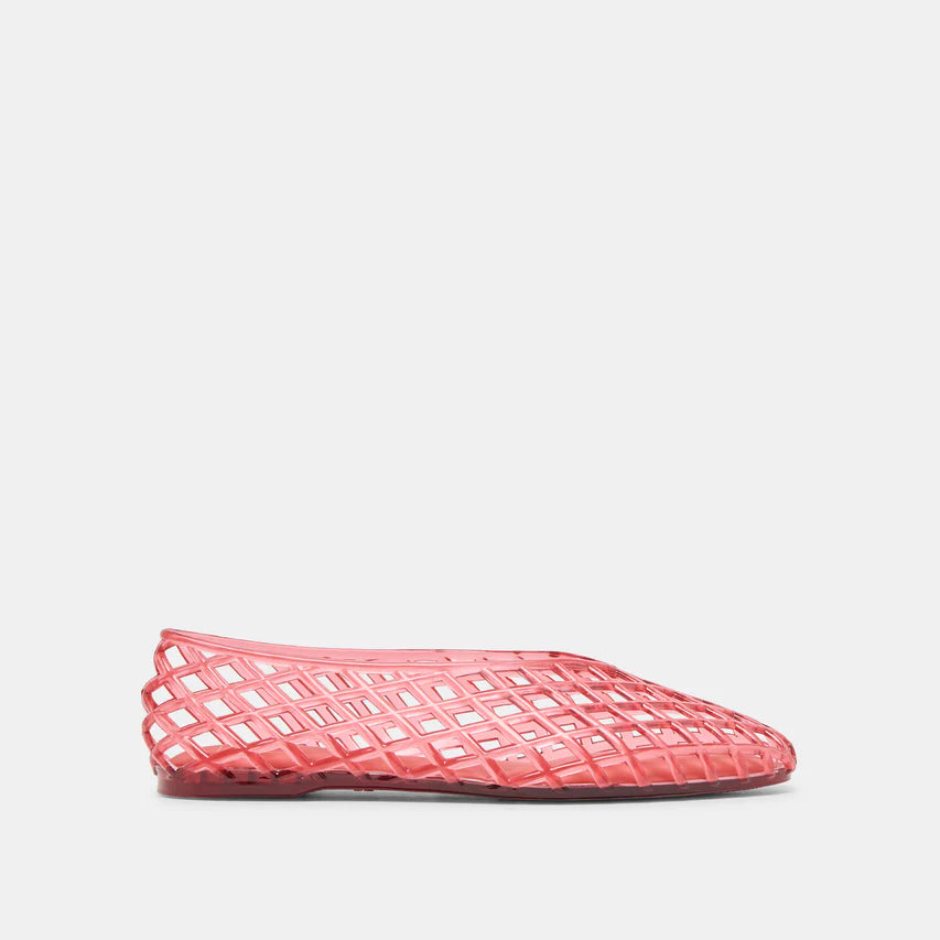 coral woven jelly flat