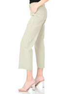 Modern American Farrah Crop - Olive. A classic utility silhouette in wide-leg pants updated with a cropped length.