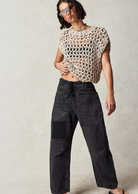 Free People Moxie Pull-On Barrel Jeans- Night Hawk. The perfect cool &amp; contemporary addition to any denim drawer from our&nbsp;We The Free&nbsp;collection