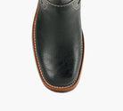 Black Miranda 14 tall Western-inspired boots featuring a sleek vegan leather finish, square toe, 2-inch stacked block heel, and pull-on design with internal pull loops for easy wear.