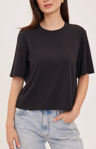 Codie t-shirt in a soft cotton-modal blend with a classic crew neckline, short sleeves, and a relaxed everyday fit. Available in Black and Cream.